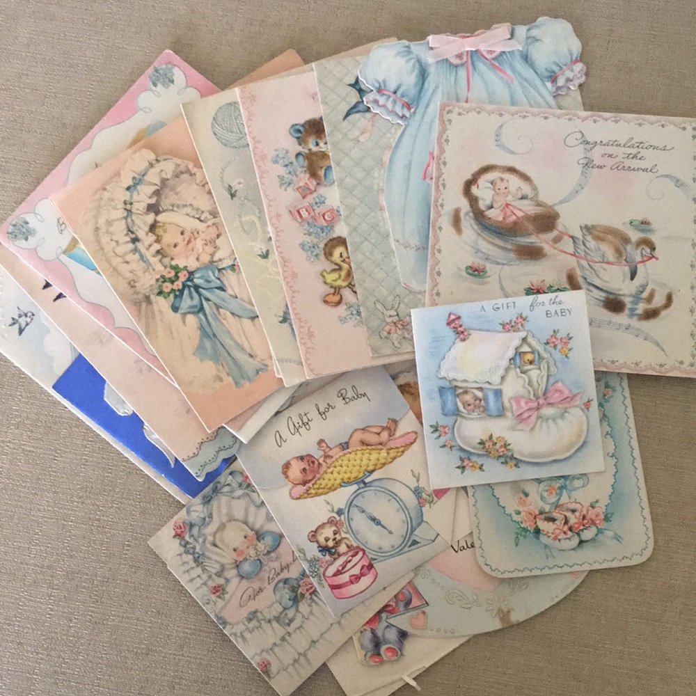Vintage Mid-Century Baby Announcements/Gift Cards